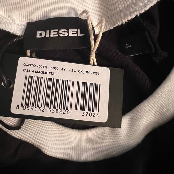 Diesel Kids TShirt Black Talita Maglietta Graphic Glitter Logo Girls Sz 4 NWT - Picture 4 of 4